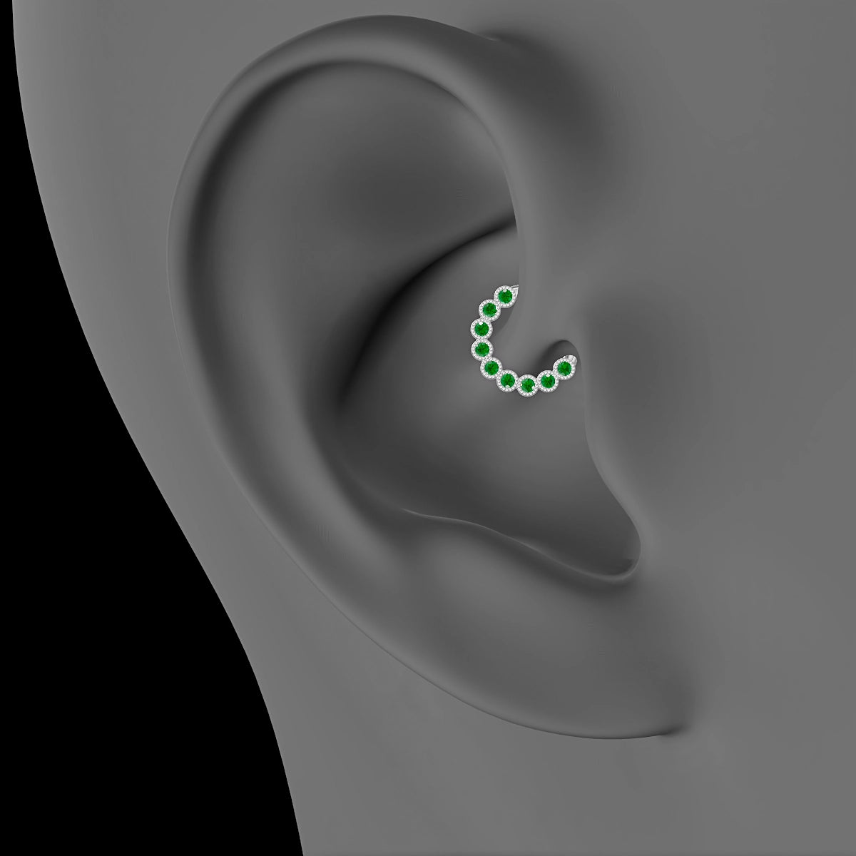 Naya | 18k White Gold 6.5 mm Emerald Daith Piercing