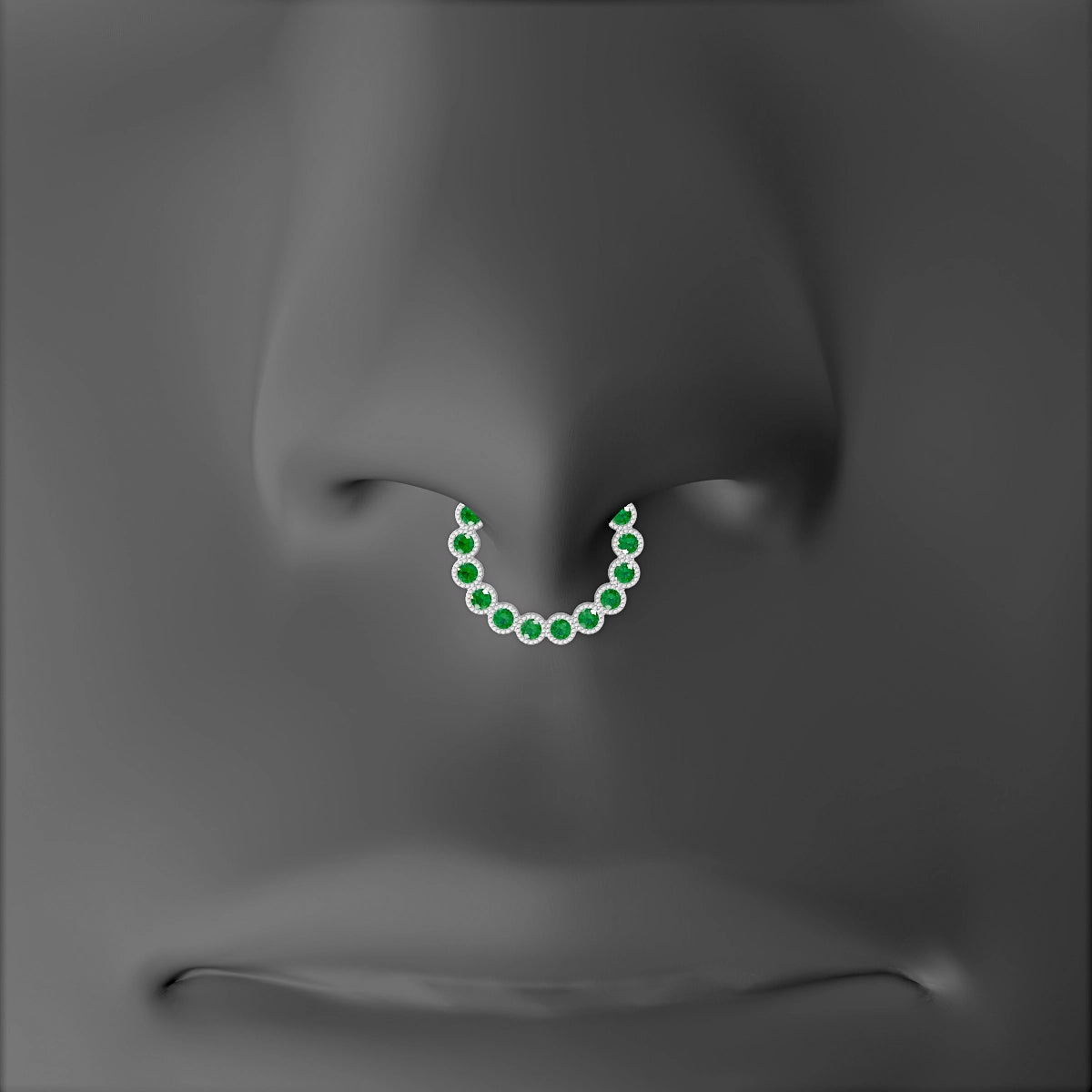 Naya | 18k White Gold 8 mm Emerald Septum Piercing