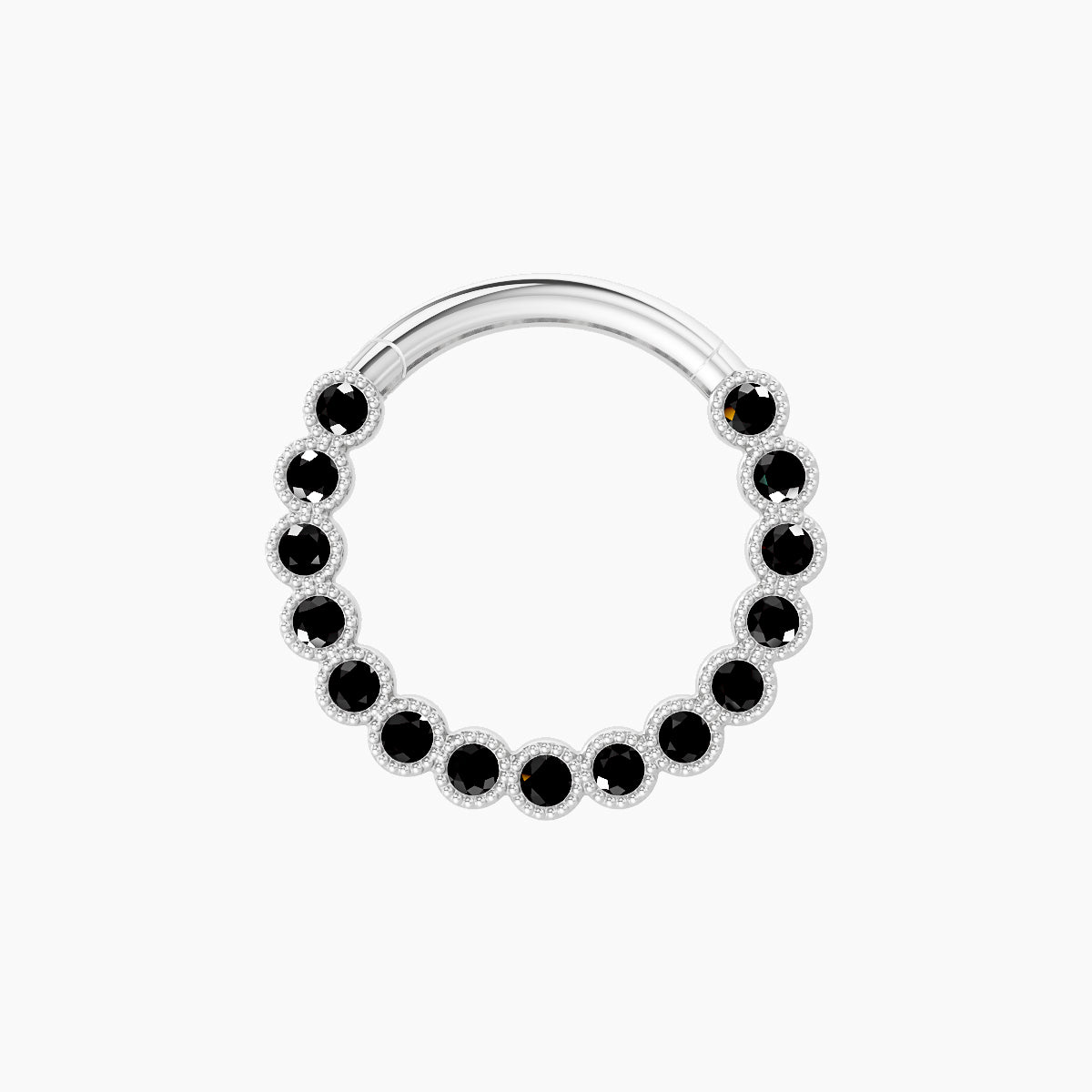Naya | 18k White Gold 9.5 mm Black Diamond Daith Piercing