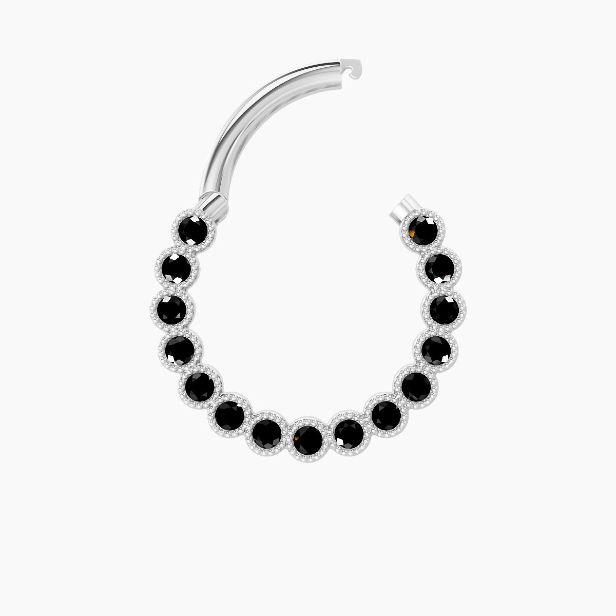 Naya | 18k White Gold 9.5 mm Black Diamond Daith Piercing