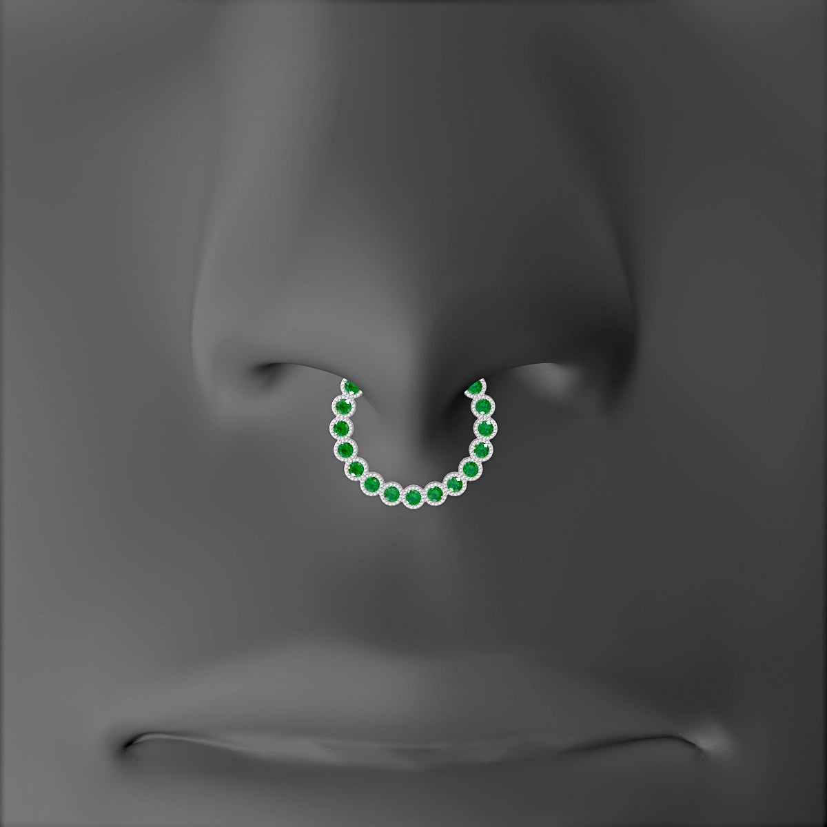 Naya | 18k White Gold 9.5 mm Emerald Septum Piercing