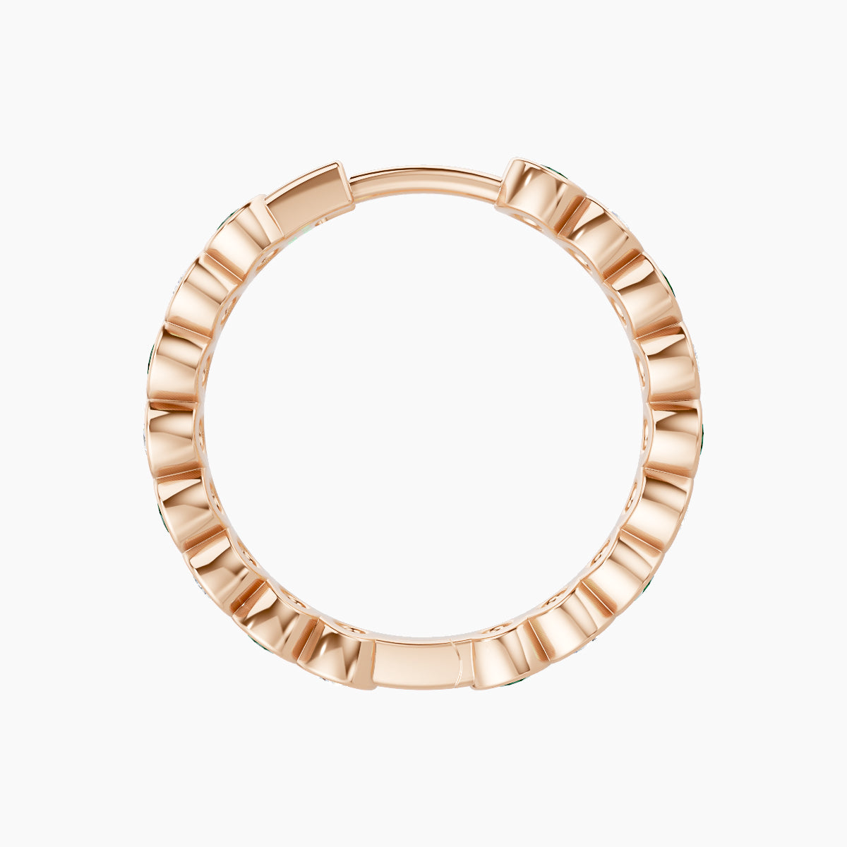 Neith | 18k Rose Gold 11 mm Emerald & Diamond Hoop Piercing