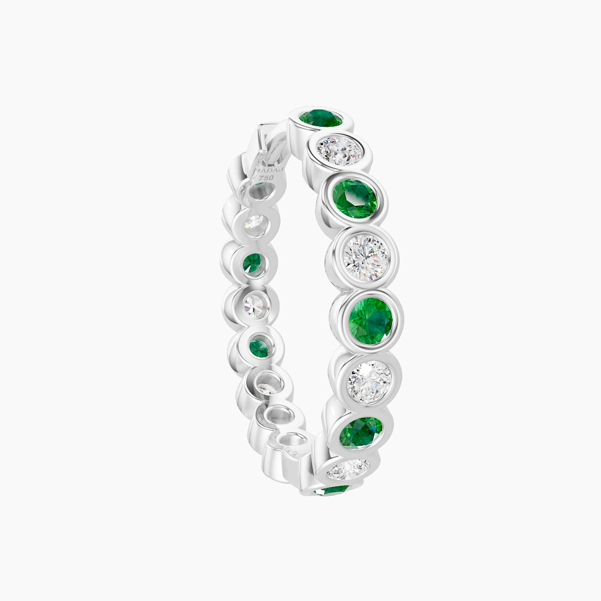Neith | 18k White Gold 11 mm Emerald & Diamond Hoop Piercing