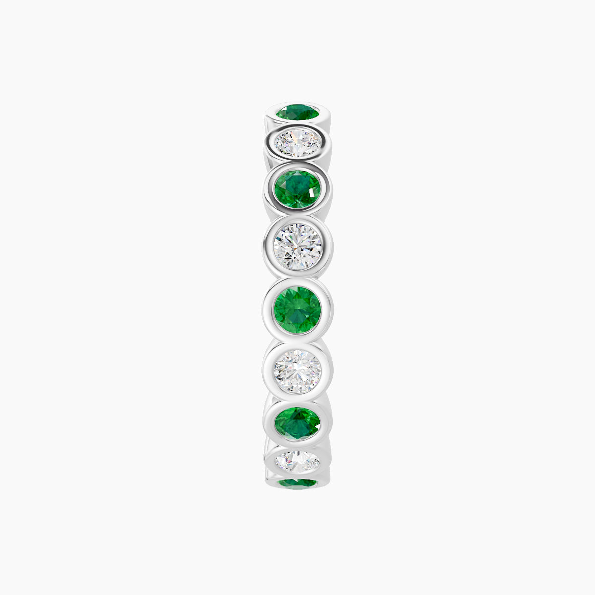 Neith | 18k White Gold 11 mm Emerald & Diamond Hoop Piercing