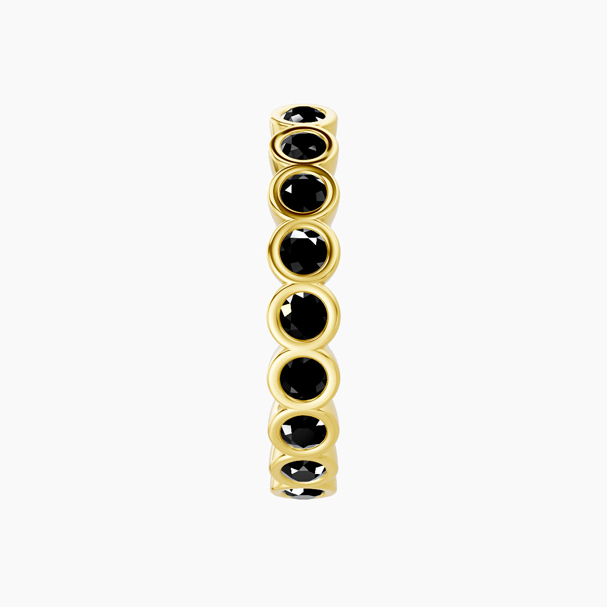 Neith | 18k Yellow Gold 11 mm Black Diamond Hoop Piercing