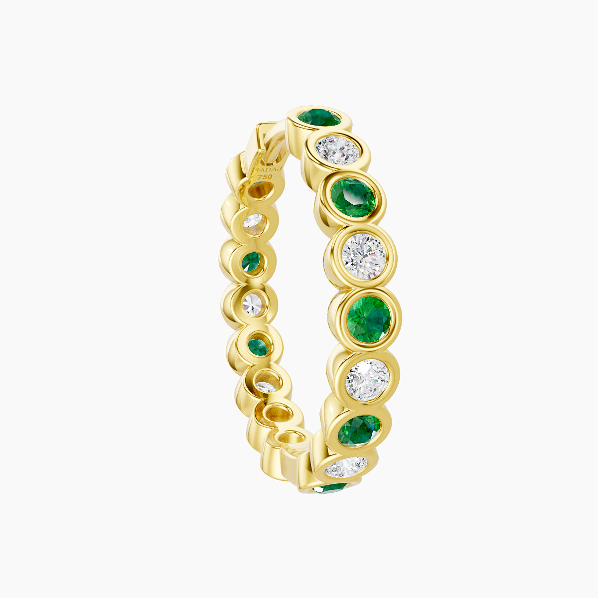 Neith | 18k Yellow Gold 11 mm Emerald & Diamond Hoop Piercing