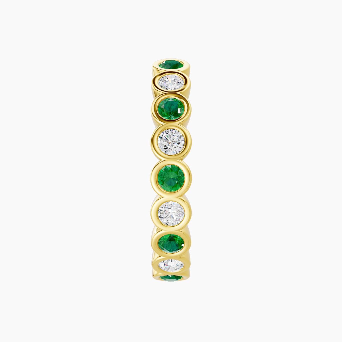 Neith | 18k Yellow Gold 11 mm Emerald & Diamond Hoop Piercing