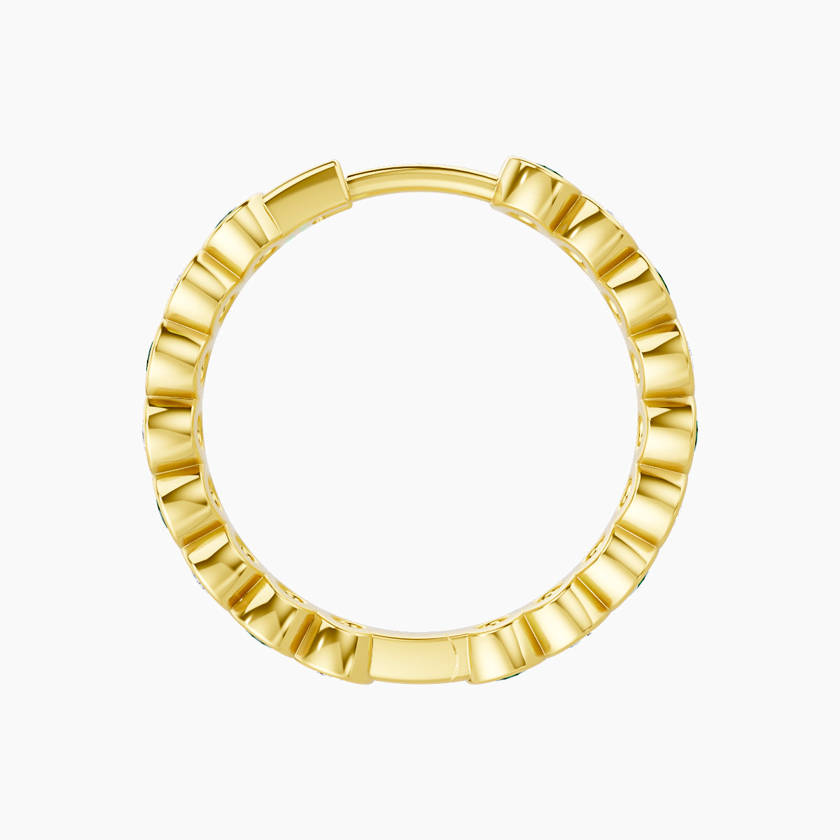 Neith | 18k Yellow Gold 11 mm Emerald & Diamond Hoop Piercing