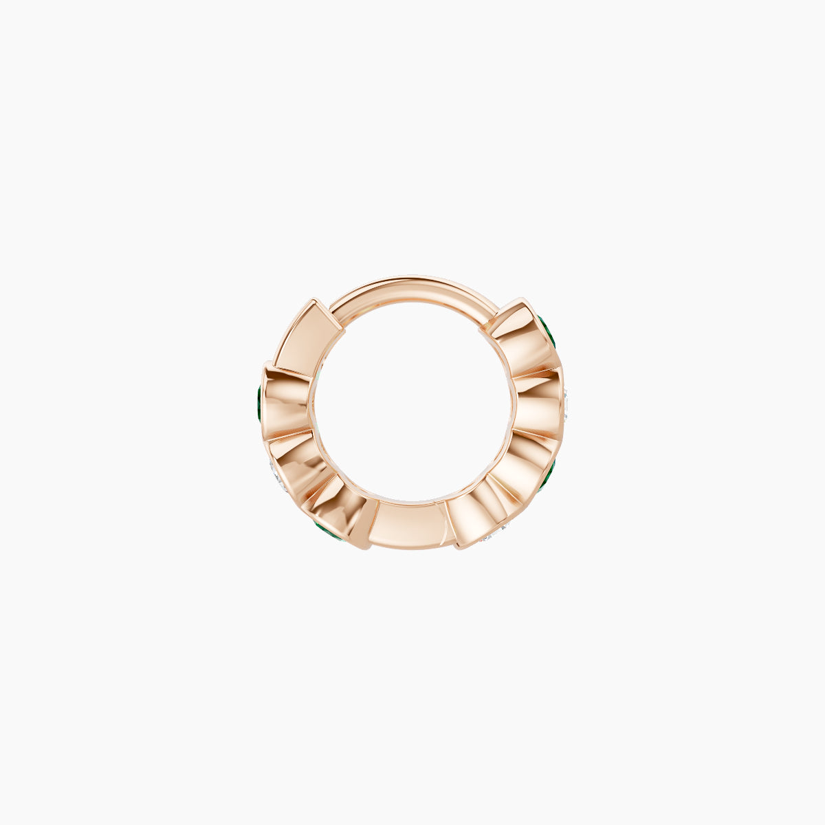 Neith | 18k Rose Gold 5 mm Emerald & Diamond Hoop Piercing