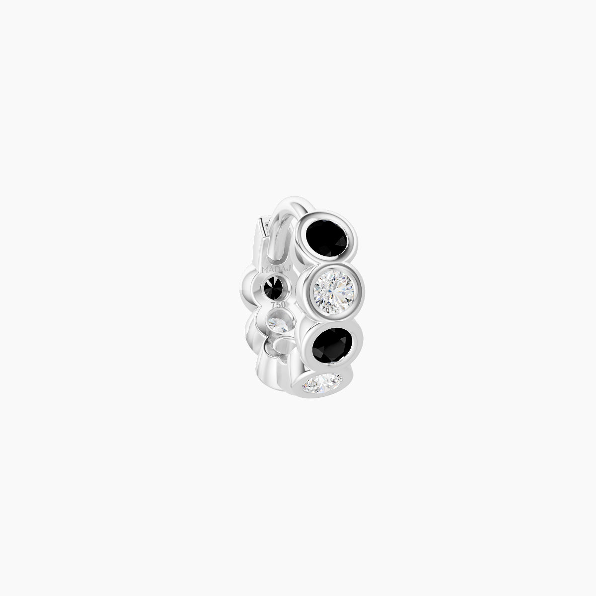 Neith | 18k White Gold 5 mm Black Diamond & Diamond Hoop Piercing