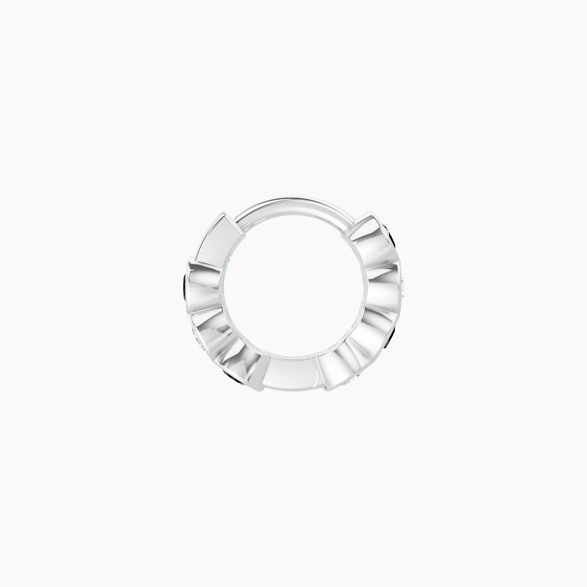 Neith | 18k White Gold 5 mm Black Diamond & Diamond Hoop Piercing