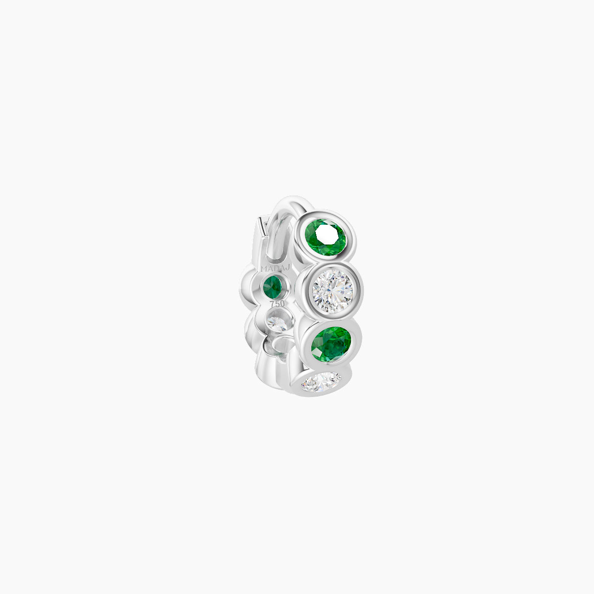 Neith | 18k White Gold 5 mm Emerald & Diamond Hoop Piercing