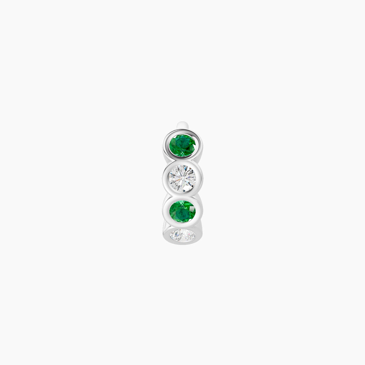 Neith | 18k White Gold 5 mm Emerald & Diamond Hoop Piercing
