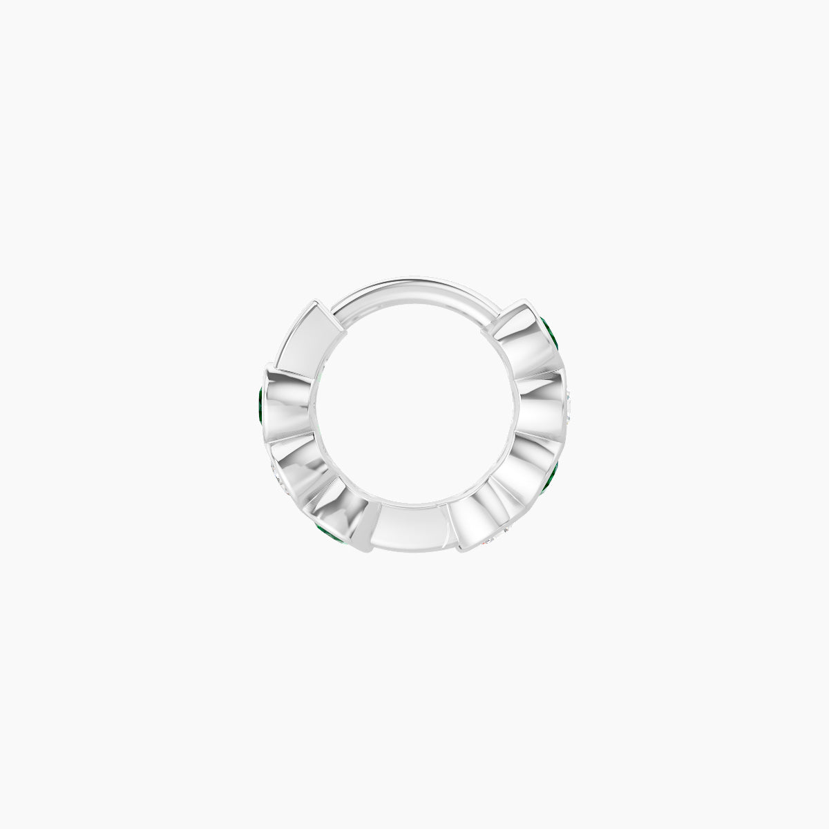 Neith | 18k White Gold 5 mm Emerald & Diamond Hoop Piercing