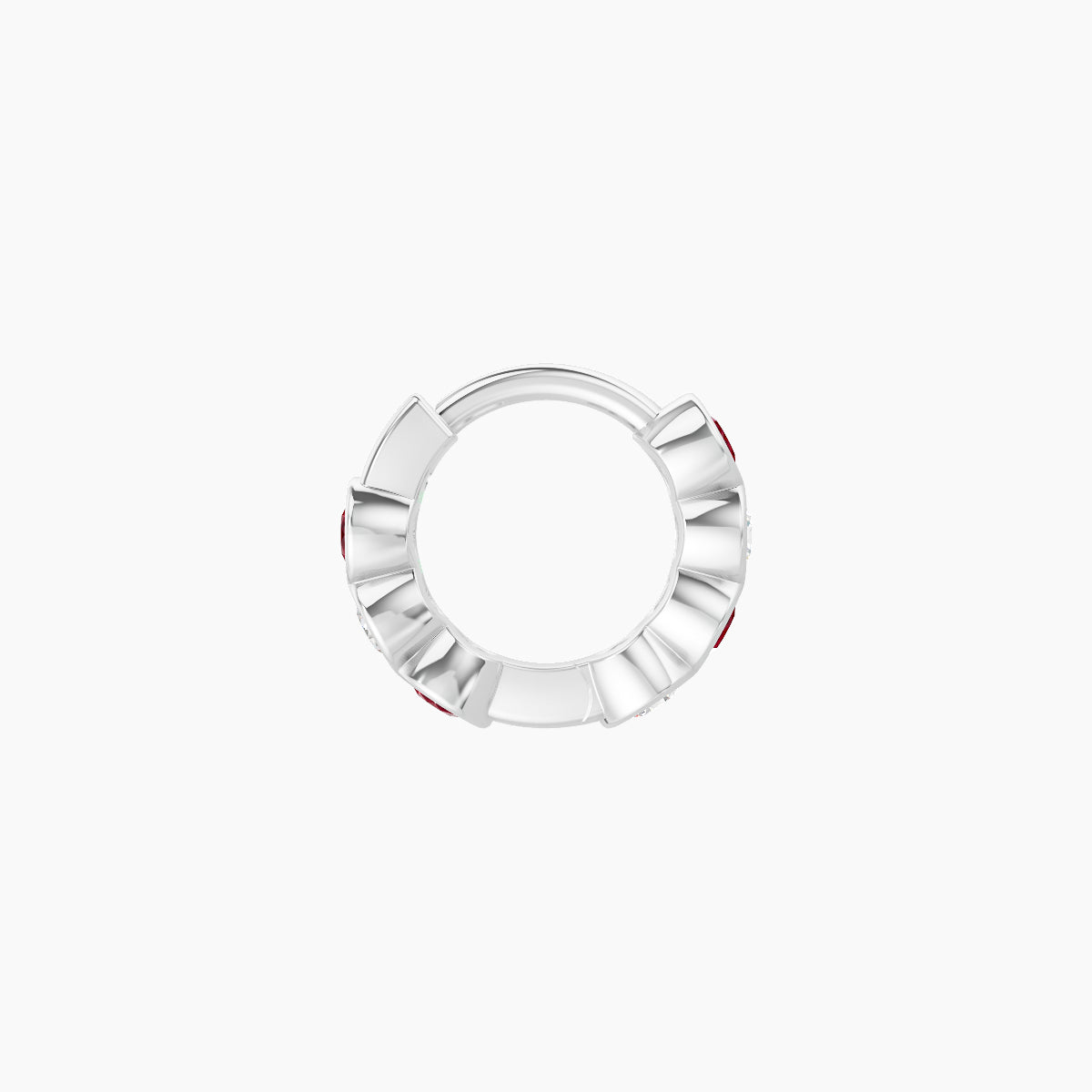 Neith | 18k White Gold 5 mm Ruby & Diamond Hoop Piercing