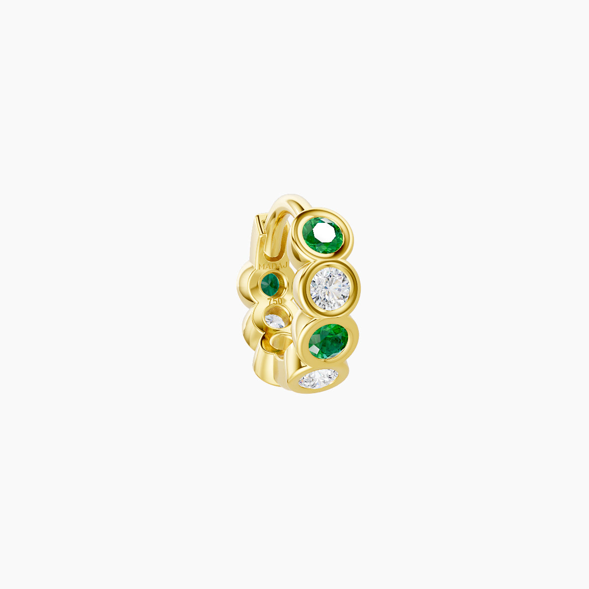 Neith | 18k Yellow Gold 5 mm Emerald & Diamond Hoop Piercing