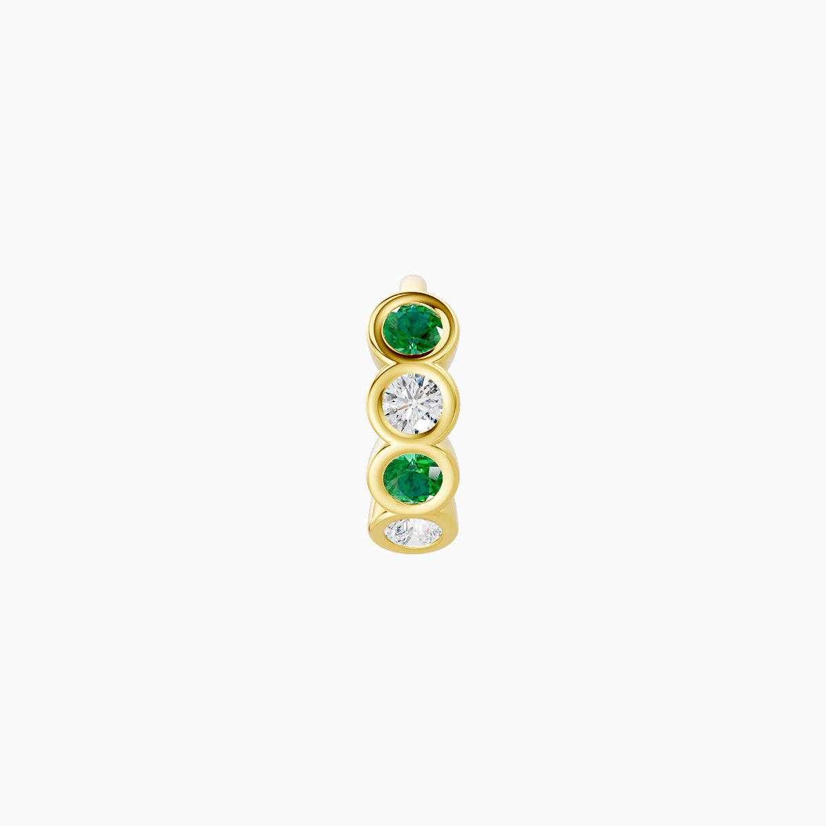 Neith | 18k Yellow Gold 5 mm Emerald & Diamond Hoop Piercing