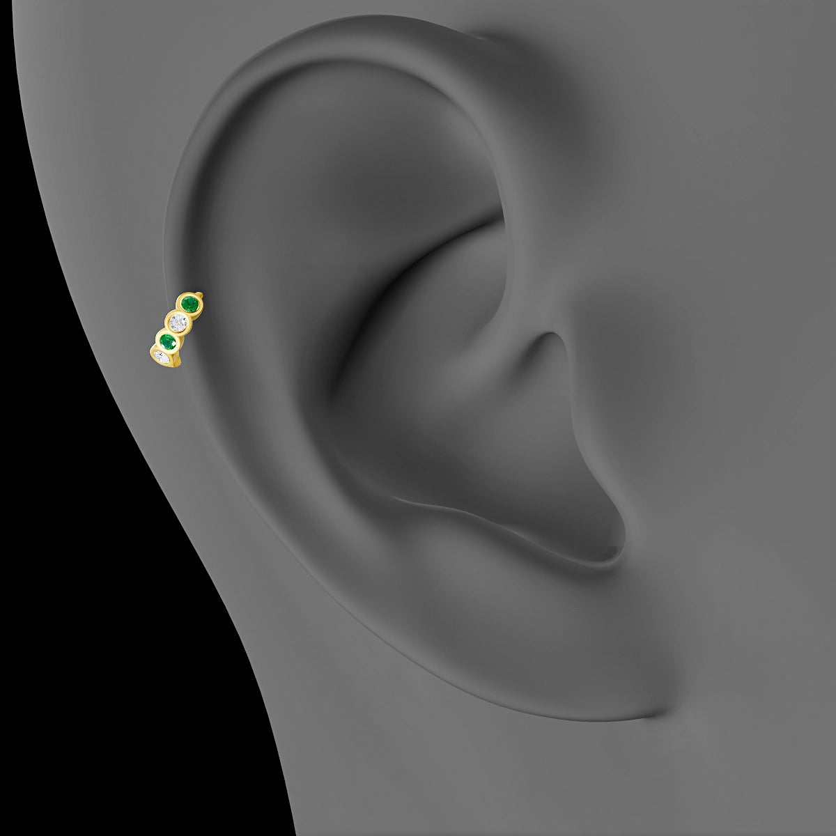 Neith | 18k Yellow Gold 5 mm Emerald & Diamond Hoop Piercing
