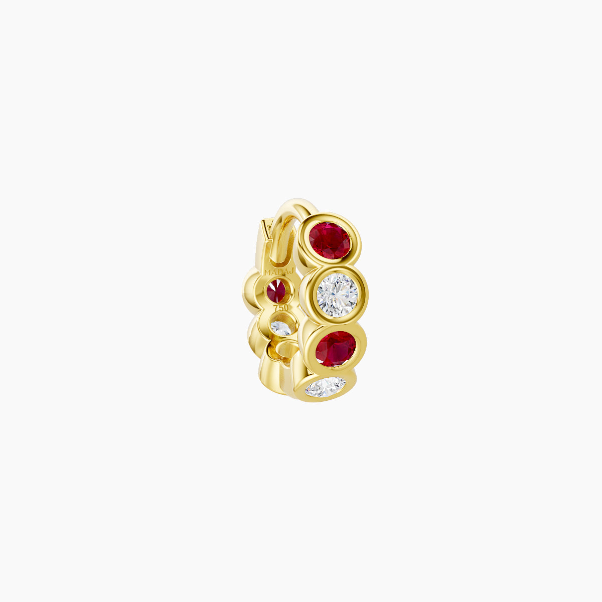 Neith | 18k Yellow Gold 5 mm Ruby & Diamond Hoop Piercing
