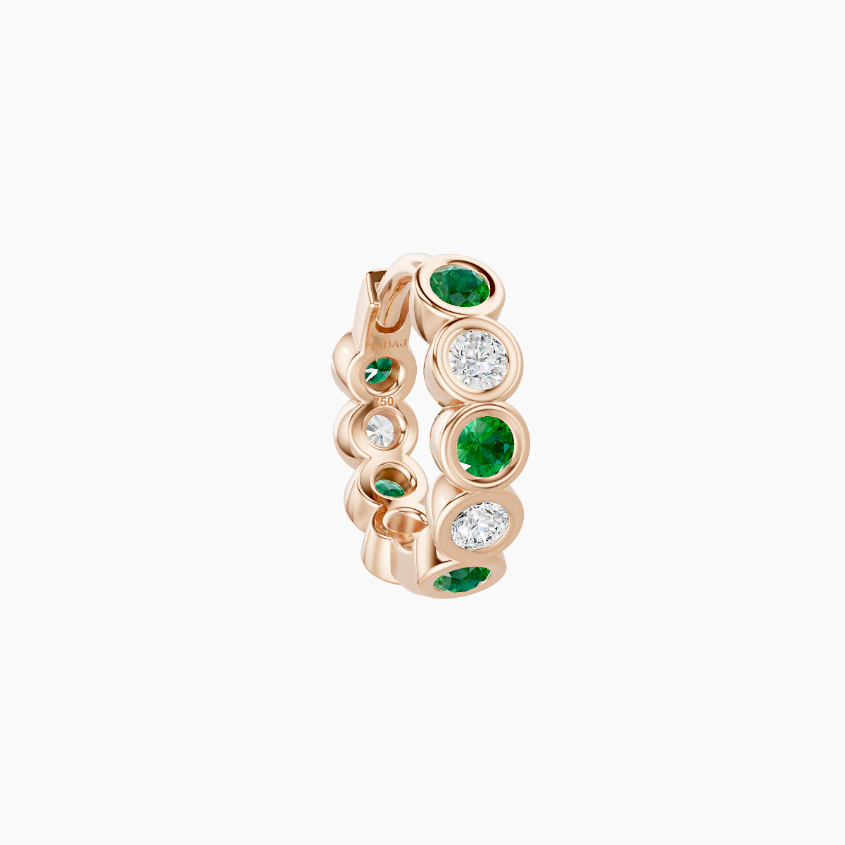 Neith | 18k Rose Gold 6.5 mm Emerald & Diamond Hoop Piercing