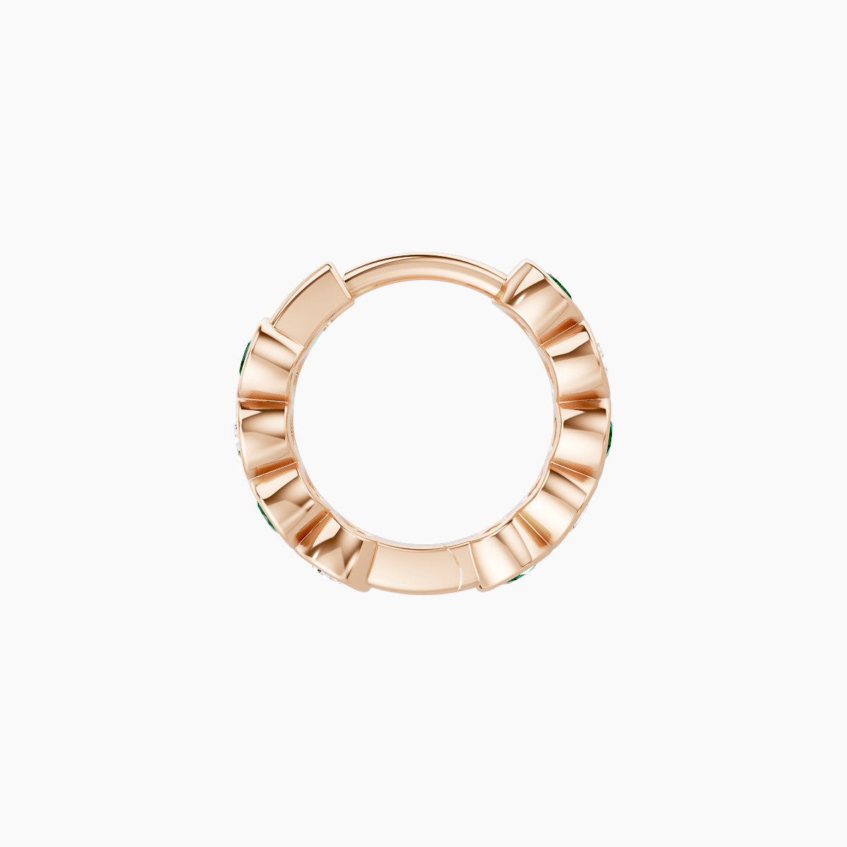 Neith | 18k Rose Gold 6.5 mm Emerald & Diamond Hoop Piercing
