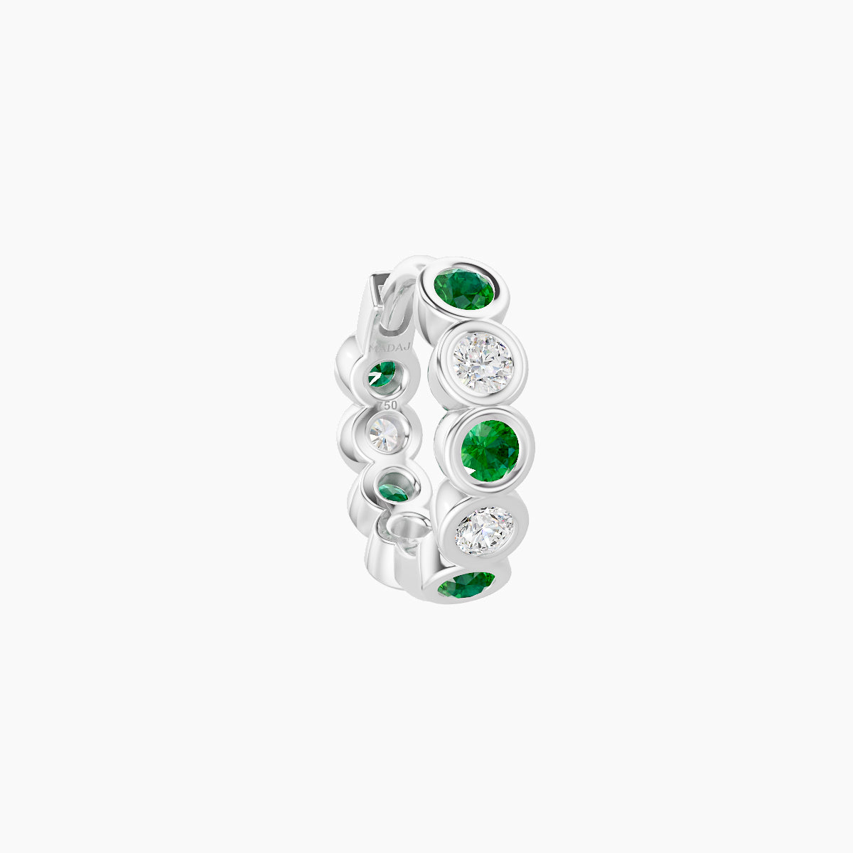 Neith | 18k White Gold 6.5 mm Emerald & Diamond Hoop Piercing