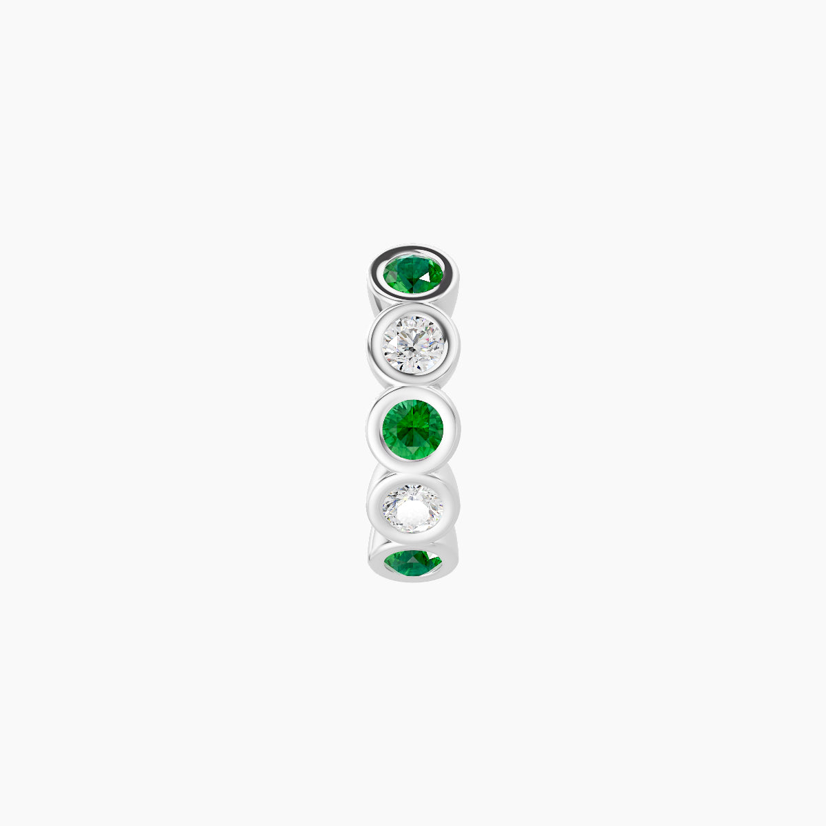 Neith | 18k White Gold 6.5 mm Emerald & Diamond Hoop Piercing