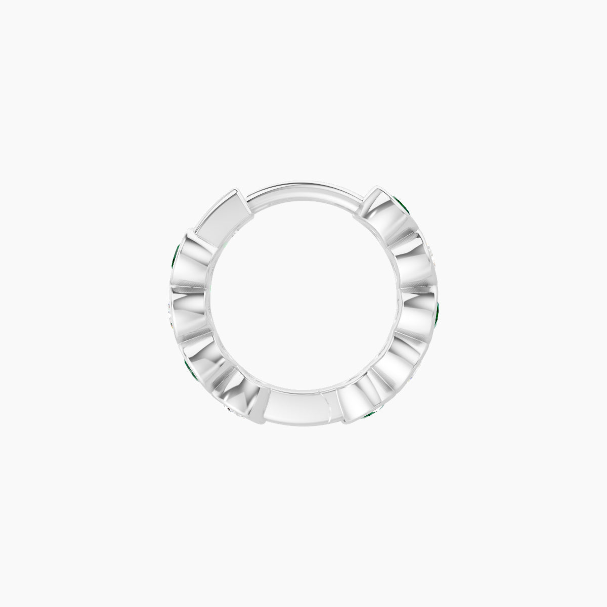 Neith | 18k White Gold 6.5 mm Emerald & Diamond Hoop Piercing
