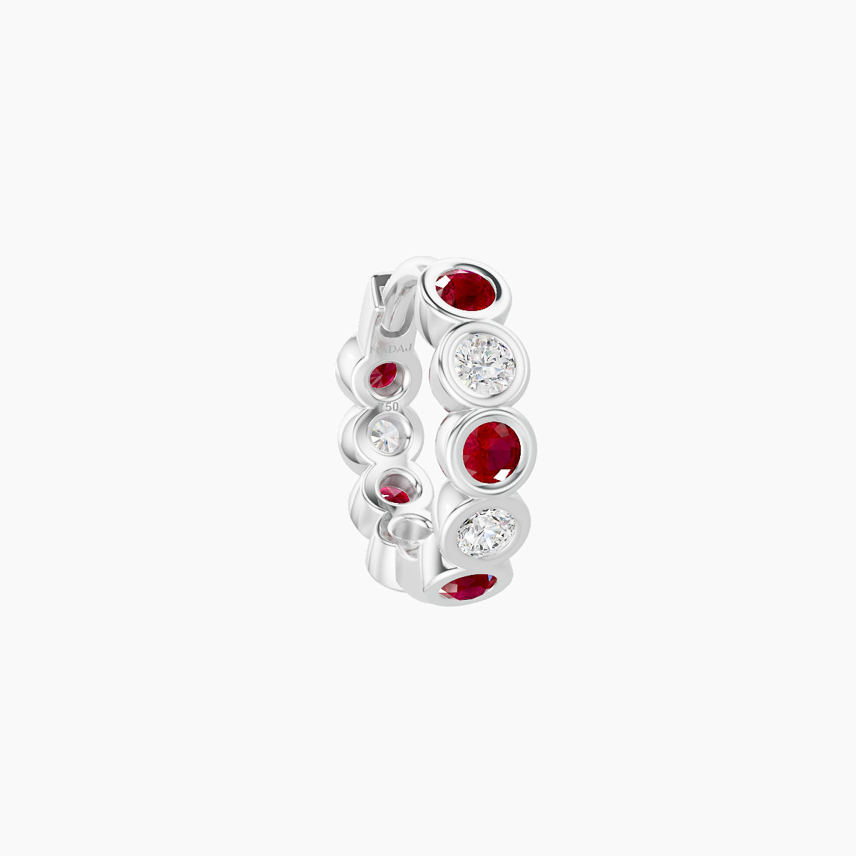 Neith | 18k White Gold 6.5 mm Ruby & Diamond Hoop Piercing