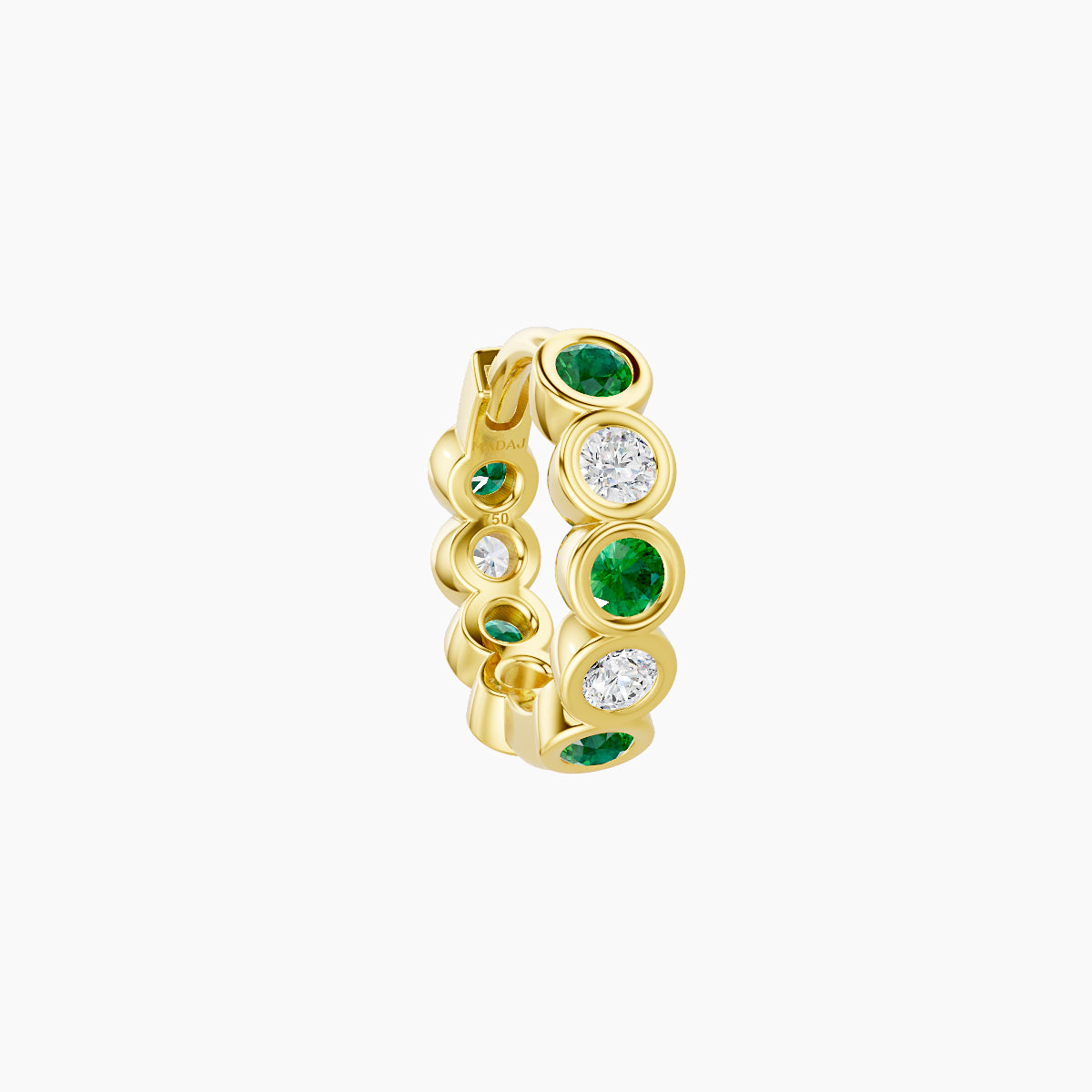 Neith | 18k Yellow Gold 6.5 mm Emerald & Diamond Hoop Piercing