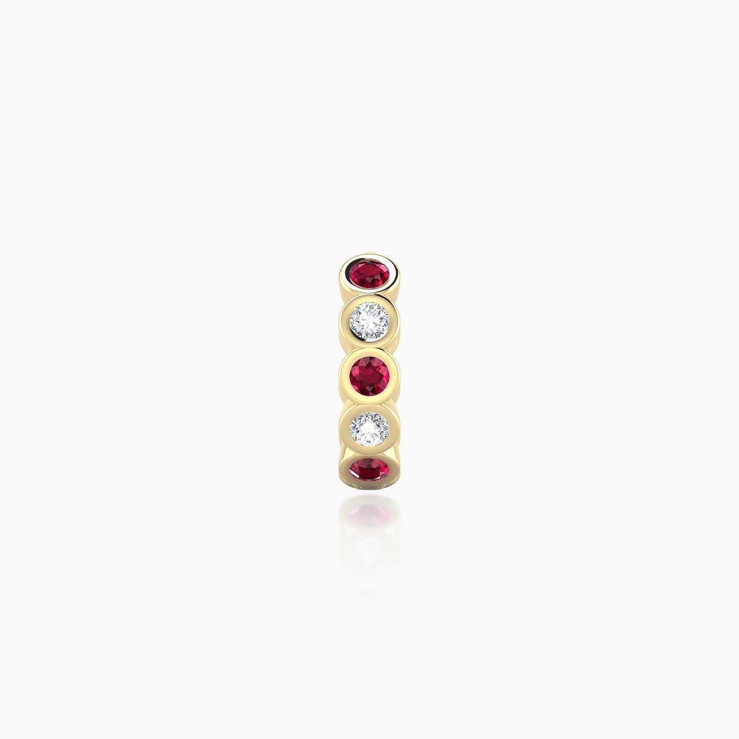 Neith | 18k Yellow Gold 6.5 mm Ruby & Diamond Hoop Piercing
