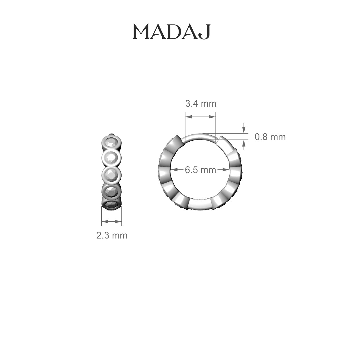 Neith | 18k White Gold 6.5 mm Black Diamond Hoop Piercing
