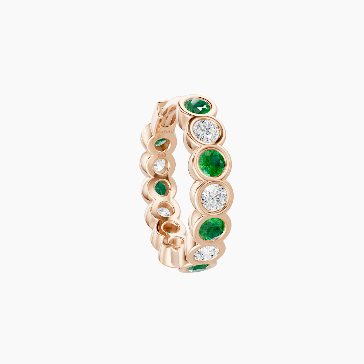 Neith | 18k Rose Gold 8 mm Emerald & Diamond Hoop Piercing