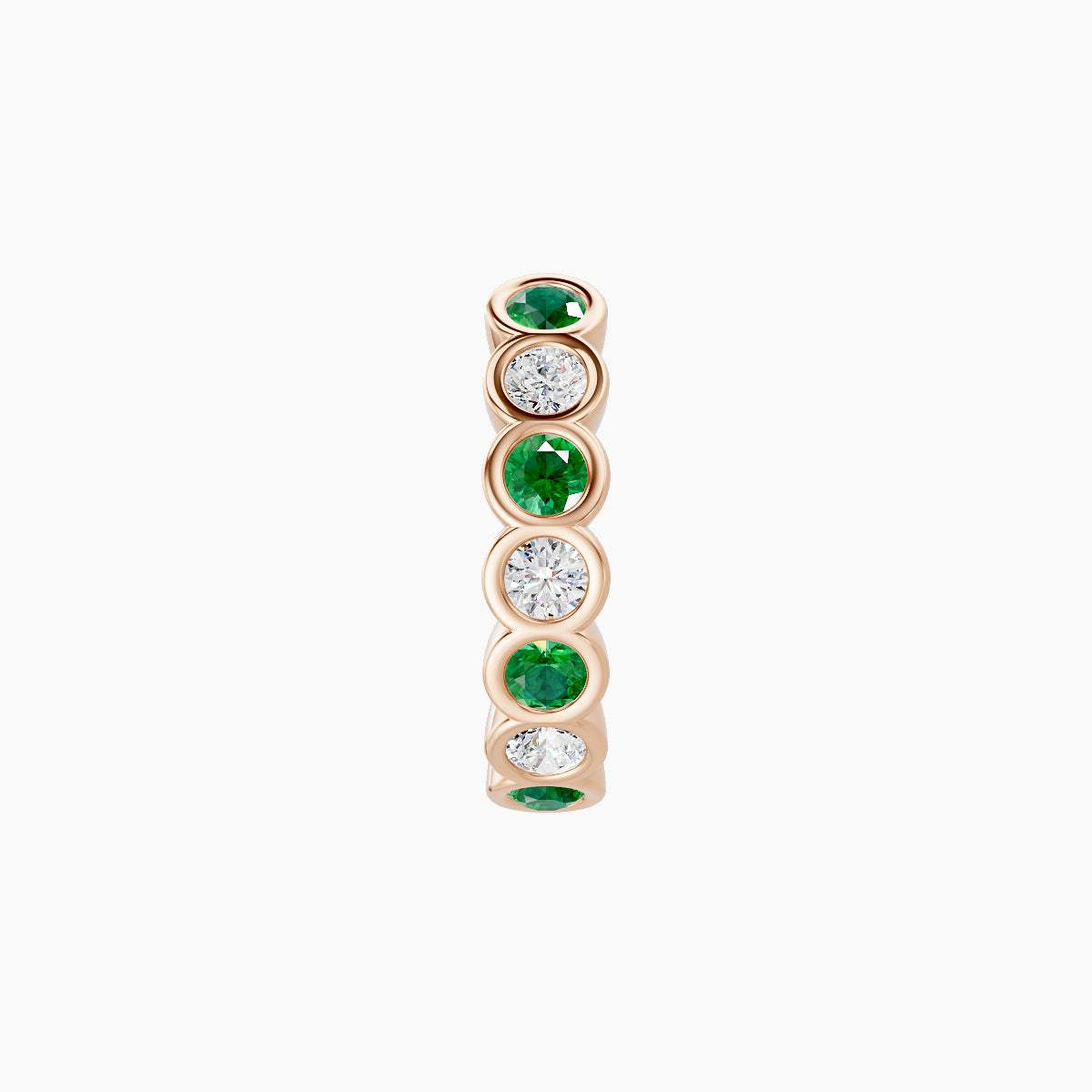 Neith | 18k Rose Gold 8 mm Emerald & Diamond Hoop Piercing
