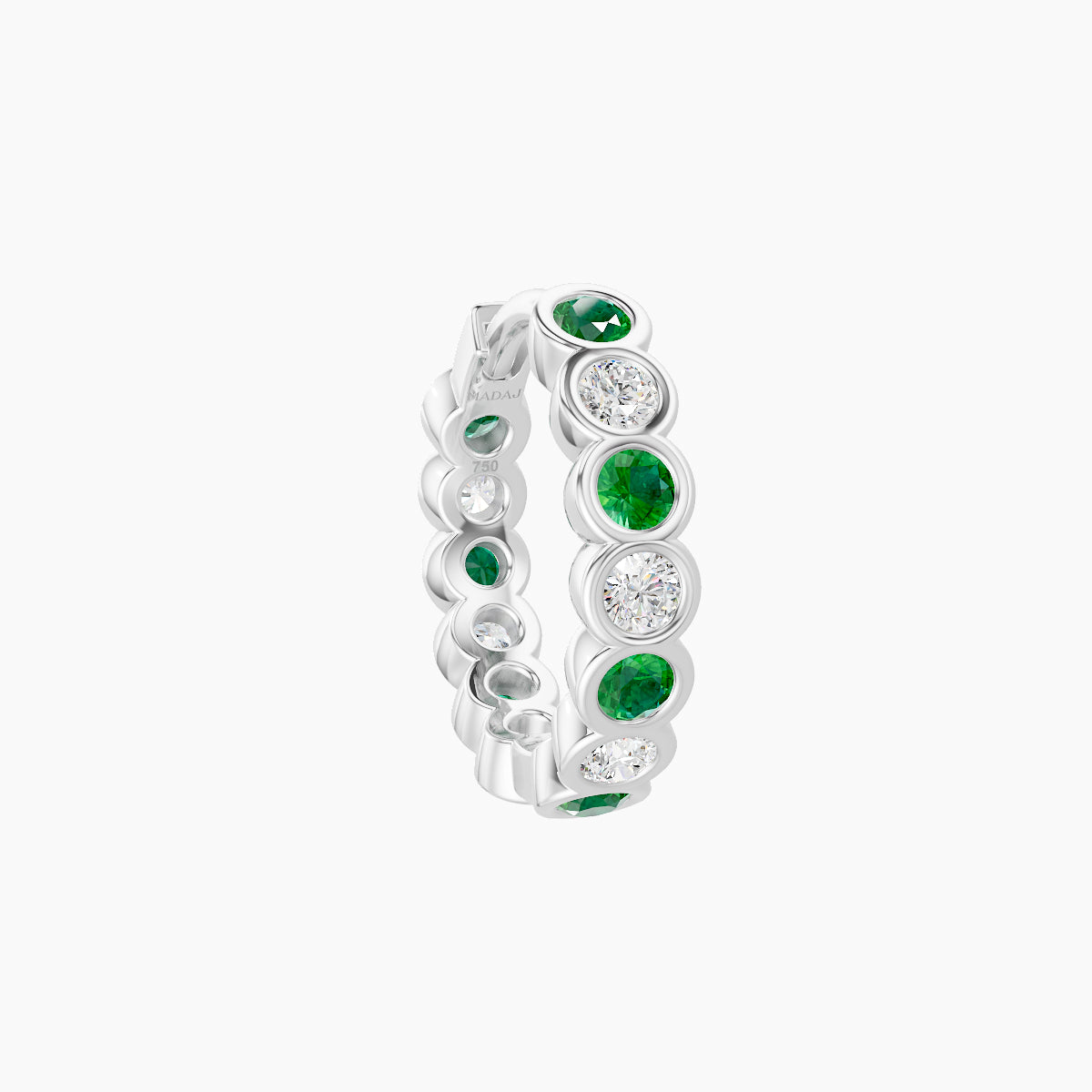 Neith | 18k White Gold 8 mm Emerald & Diamond Hoop Piercing