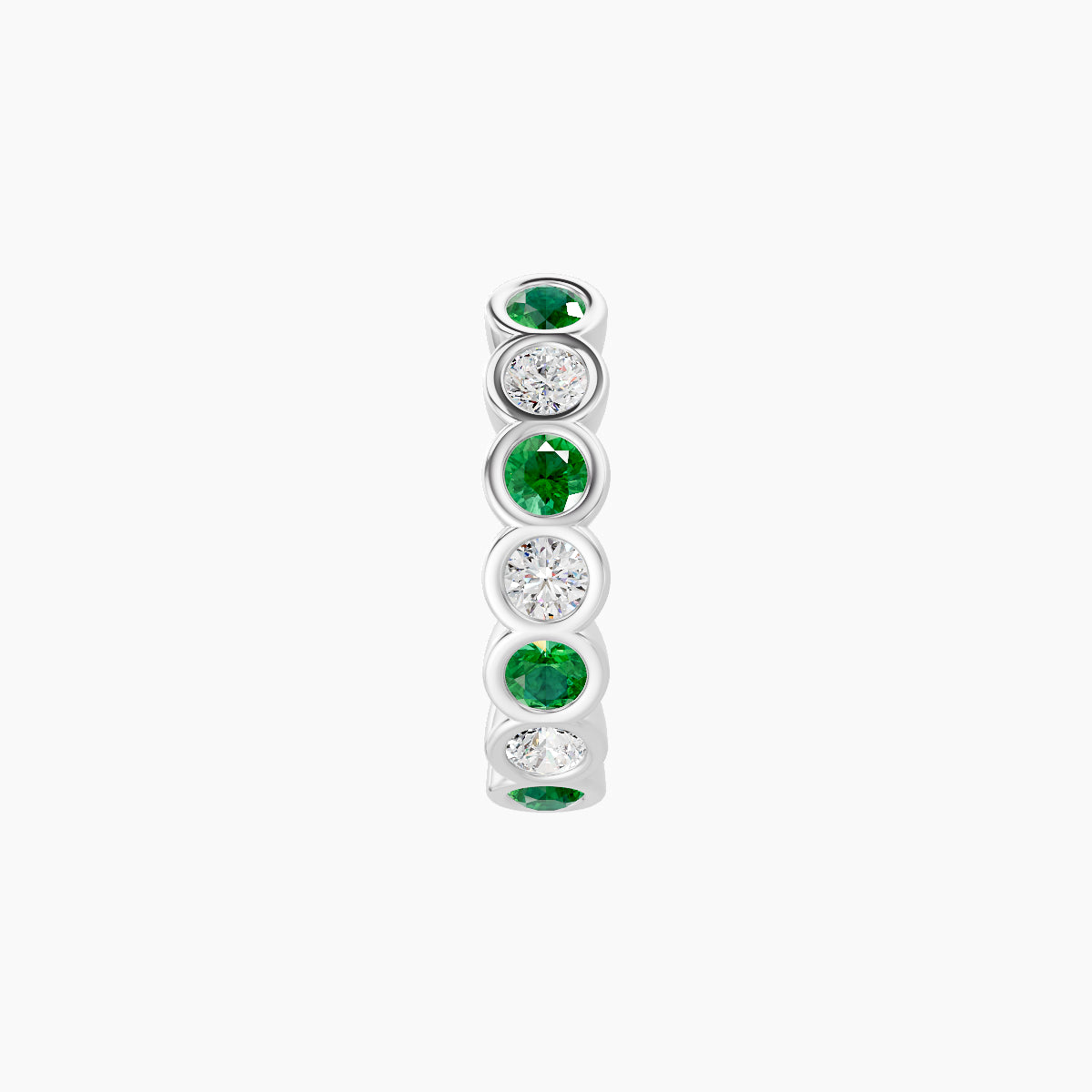 Neith | 18k White Gold 8 mm Emerald & Diamond Hoop Piercing