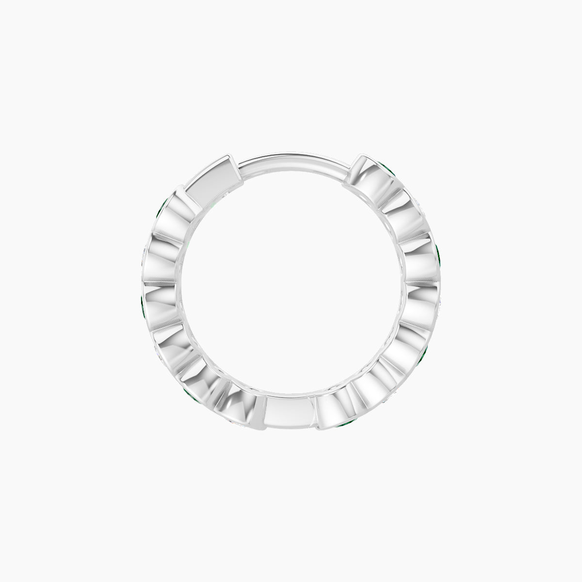 Neith | 18k White Gold 8 mm Emerald & Diamond Hoop Piercing