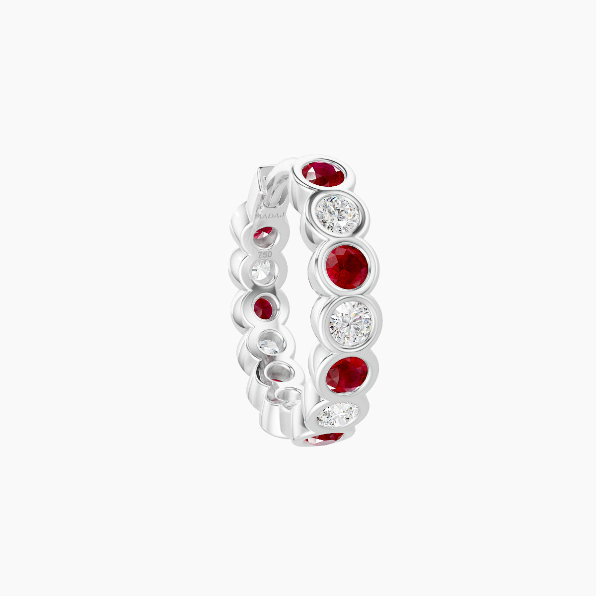Neith | 18k White Gold 8 mm Ruby & Diamond Hoop Piercing