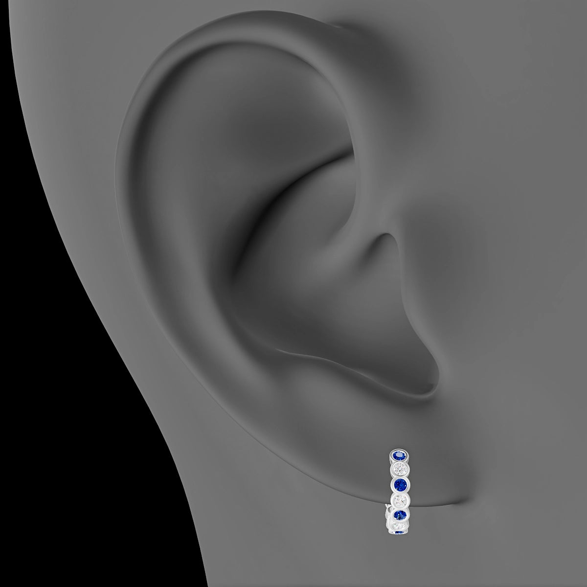 Neith | 18k White Gold 8 mm Sapphire & Diamond Hoop Piercing