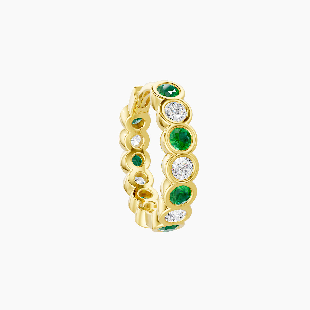 Neith | 18k Yellow Gold 8 mm Emerald & Diamond Hoop Piercing