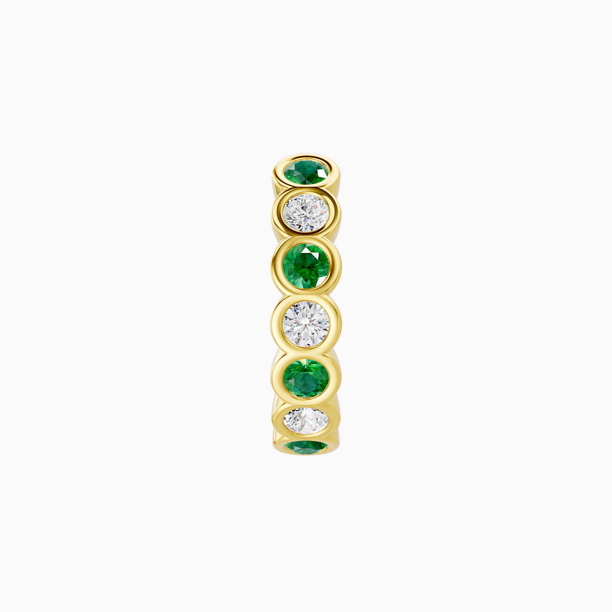 Neith | 18k Yellow Gold 8 mm Emerald & Diamond Hoop Piercing