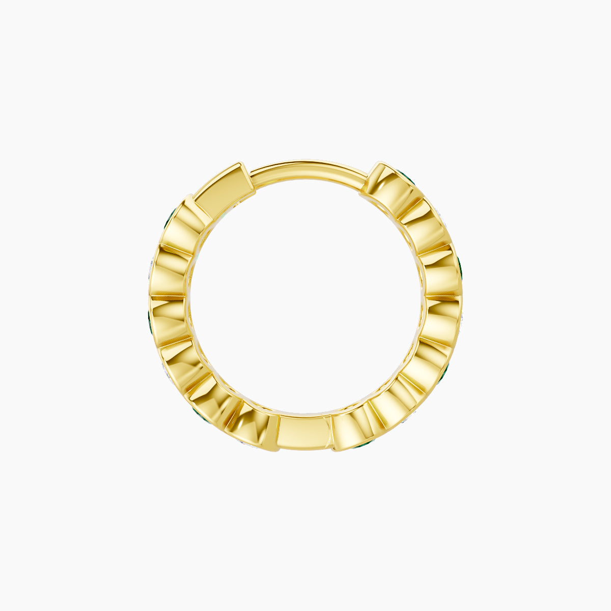 Neith | 18k Yellow Gold 8 mm Emerald & Diamond Hoop Piercing