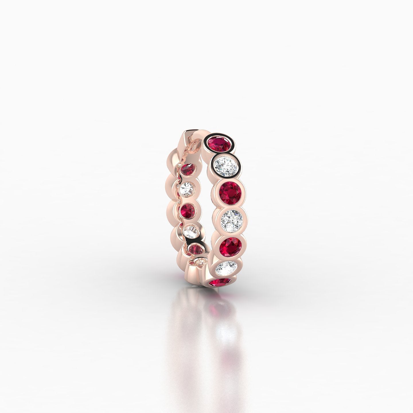 Neith | 18k Rose Gold 8 mm Ruby & Diamond Hoop Piercing