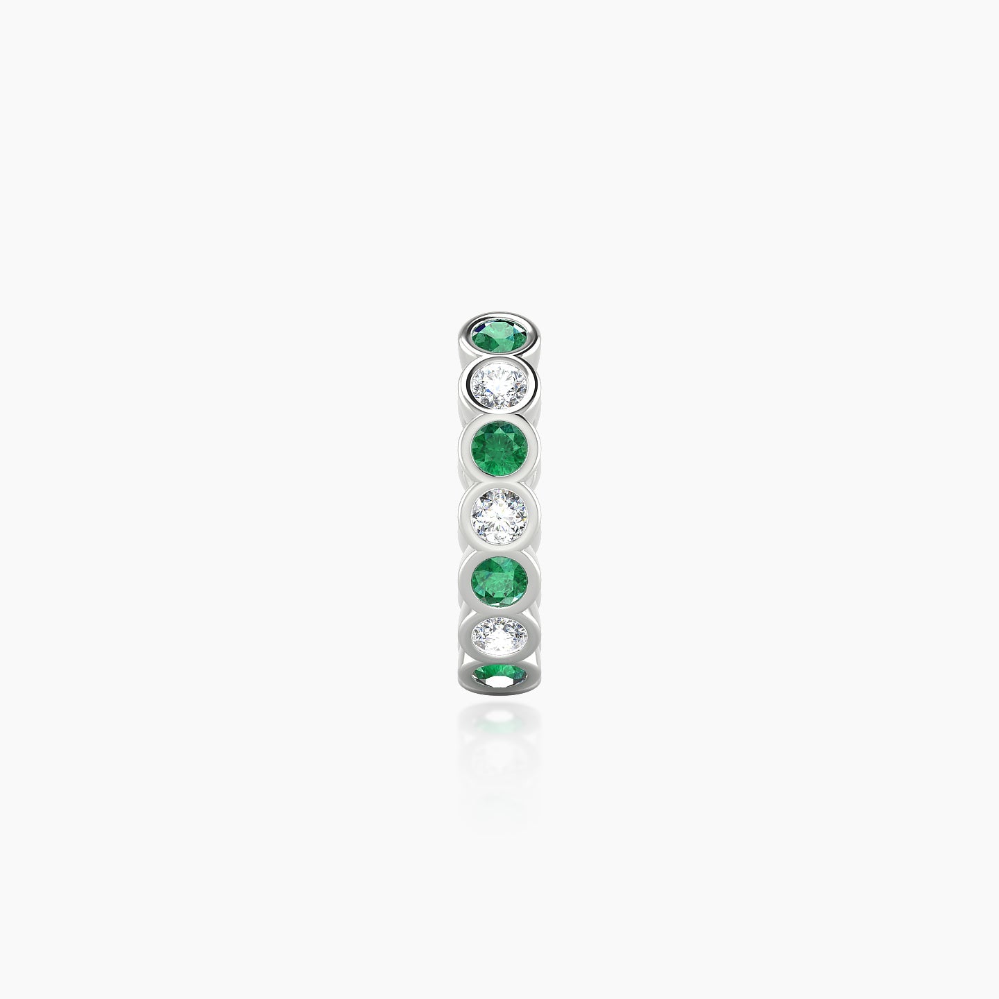 Neith | 18k White Gold 8 mm Emerald & Diamond Hoop Piercing