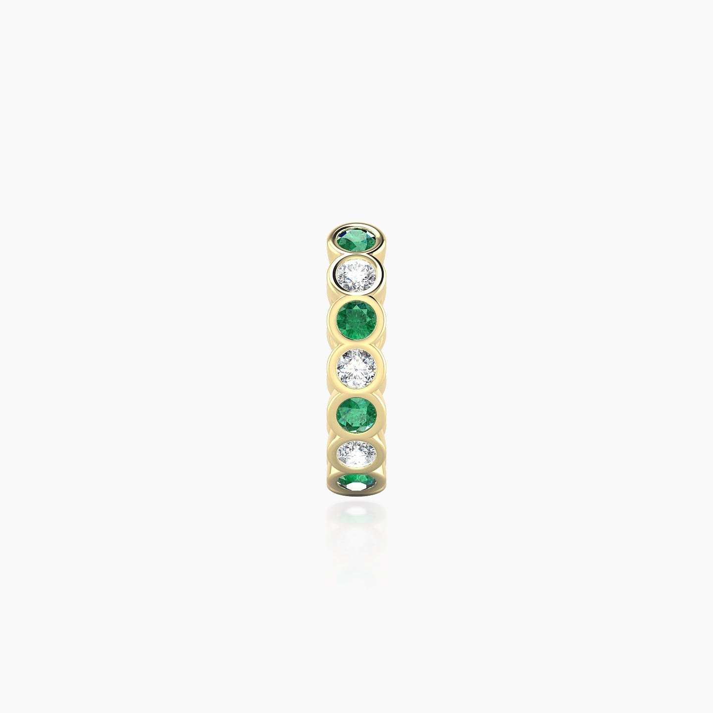 Neith | 18k Yellow Gold 8 mm Emerald & Diamond Hoop Piercing