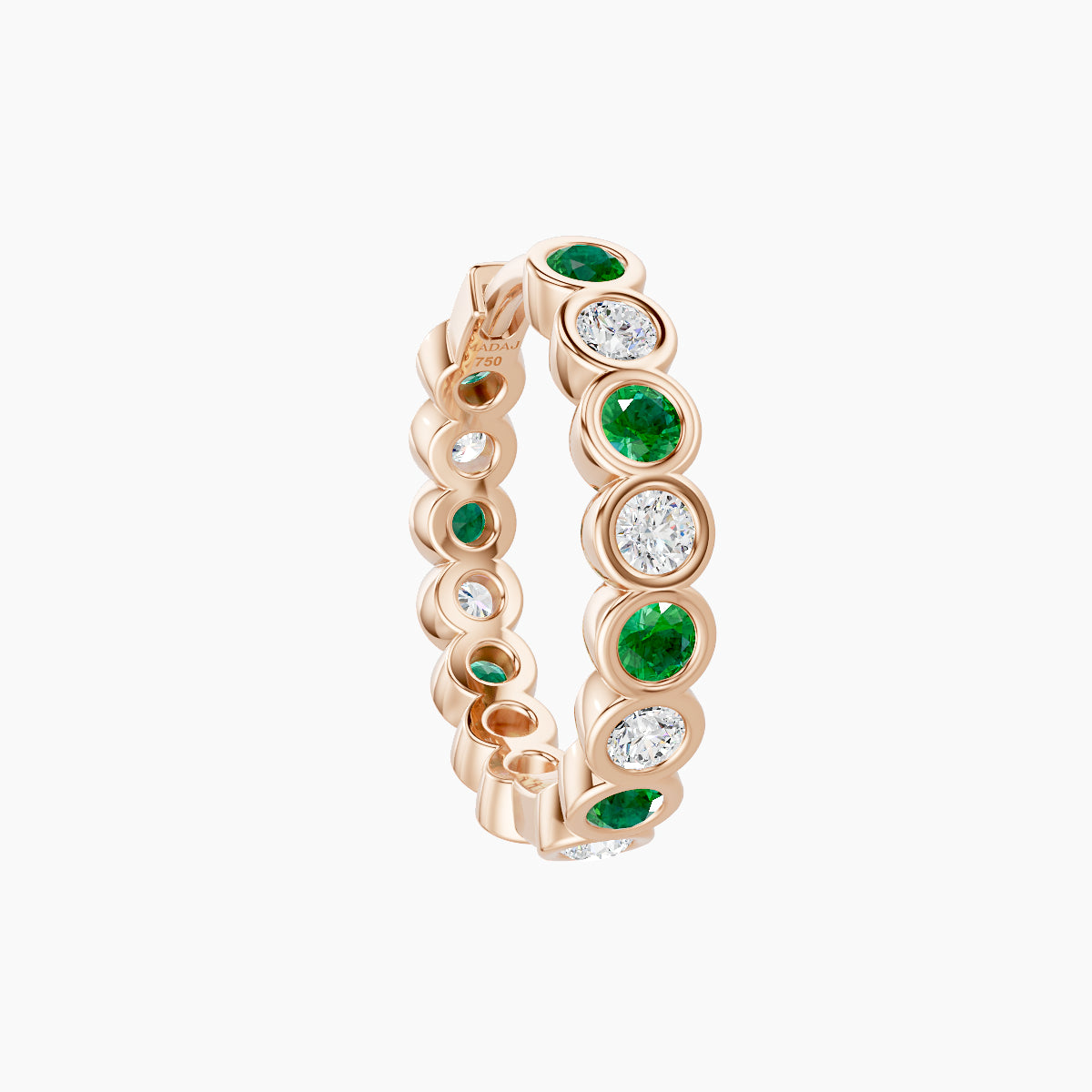Neith | 18k Rose Gold 9.5 mm Emerald & Diamond Hoop Piercing