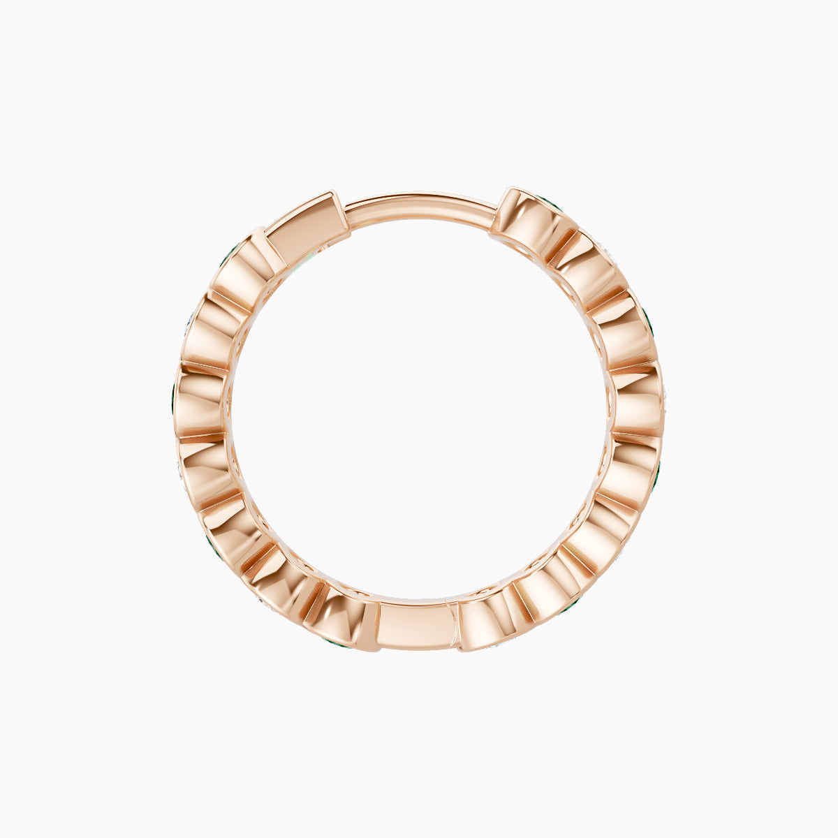Neith | 18k Rose Gold 9.5 mm Emerald & Diamond Hoop Piercing