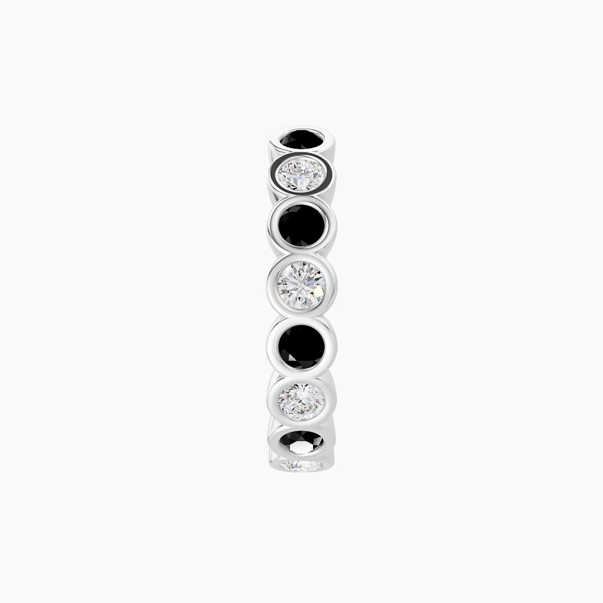 Neith | 18k White Gold 9.5 mm Black Diamond & Diamond Hoop Piercing