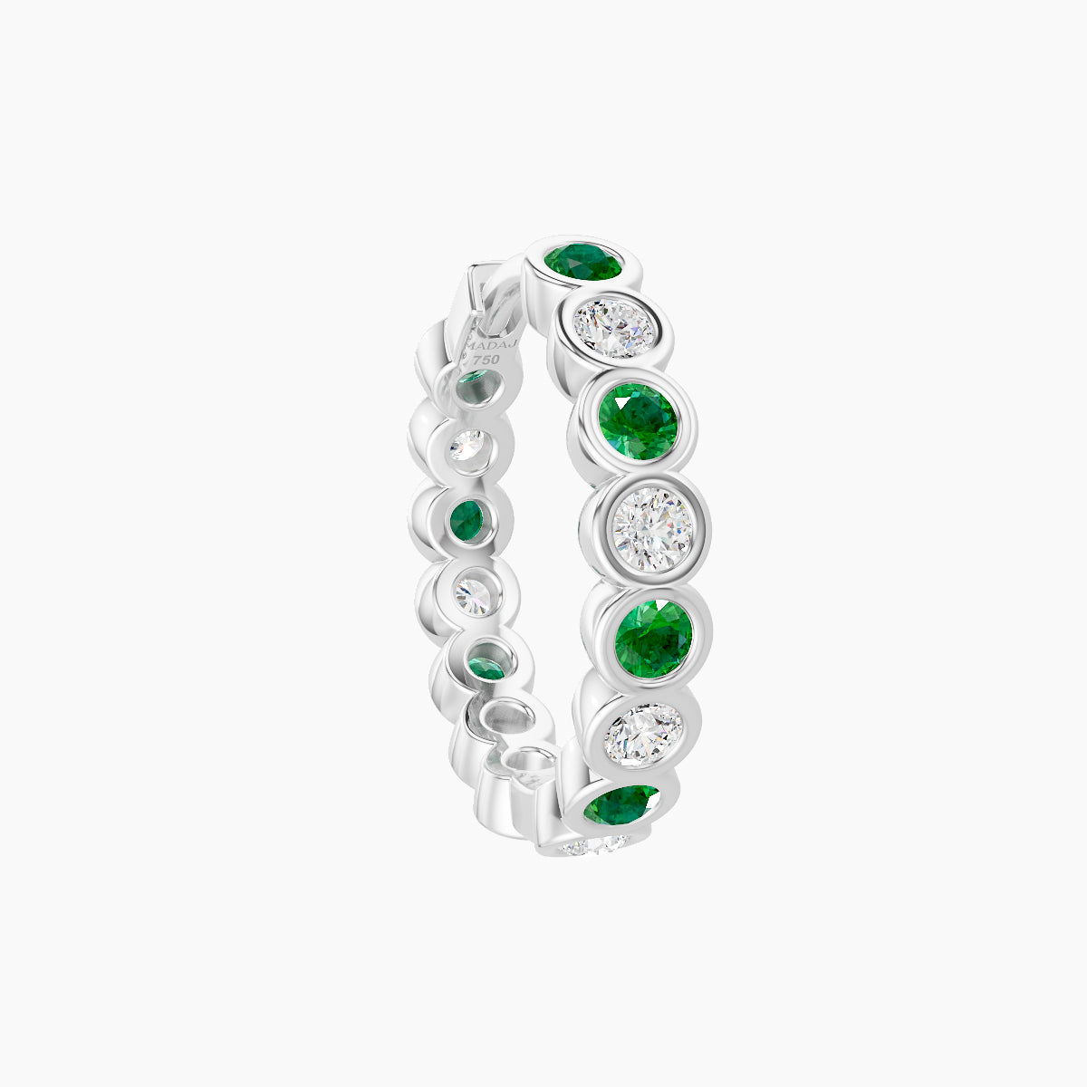 Neith | 18k White Gold 9.5 mm Emerald & Diamond Hoop Piercing