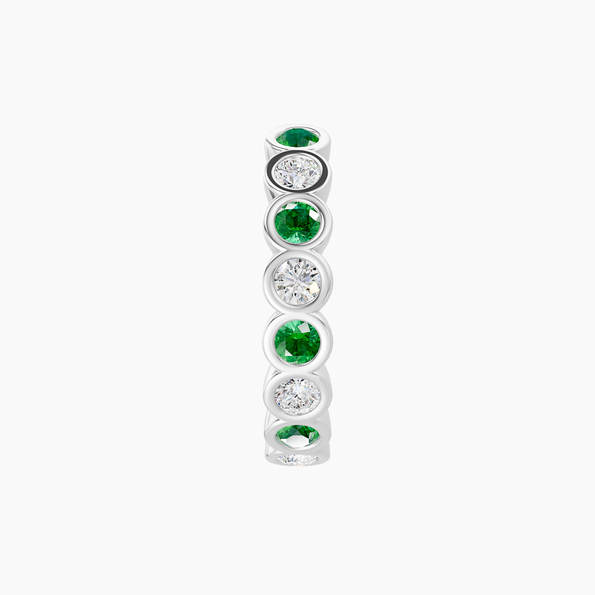 Neith | 18k White Gold 9.5 mm Emerald & Diamond Hoop Piercing